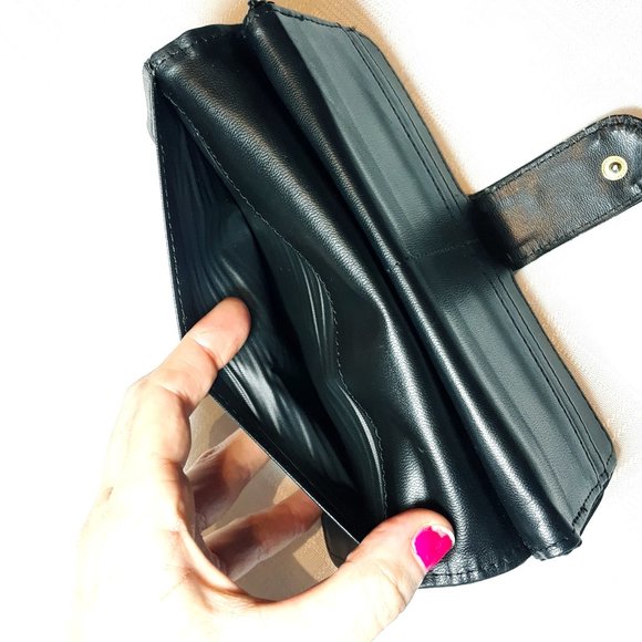 Wallet Leather Women Multi Pocket Patchwork Accessory Zipper Bags Black Wallets - Picture 5 of 8